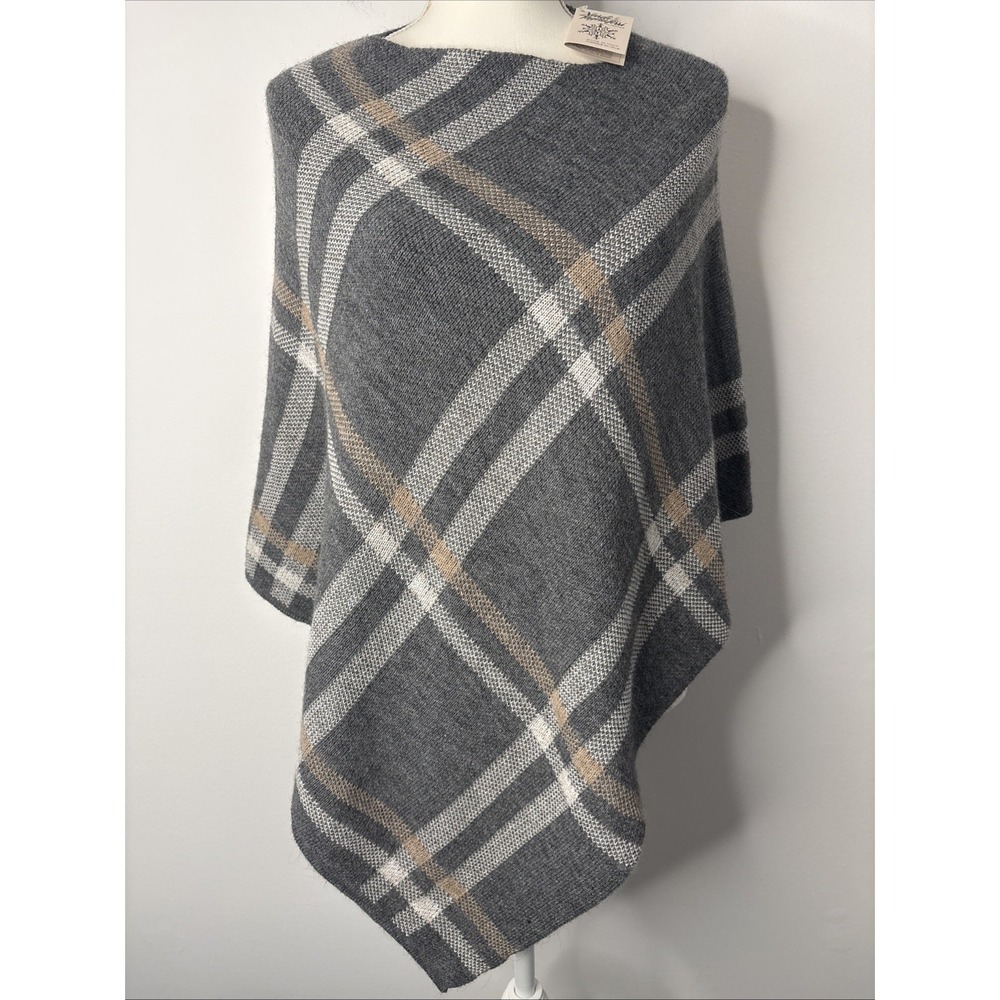Nardi & Tagliaferri Wool Blend Wrap Shawl Gray Plaid Made In Italy One Size